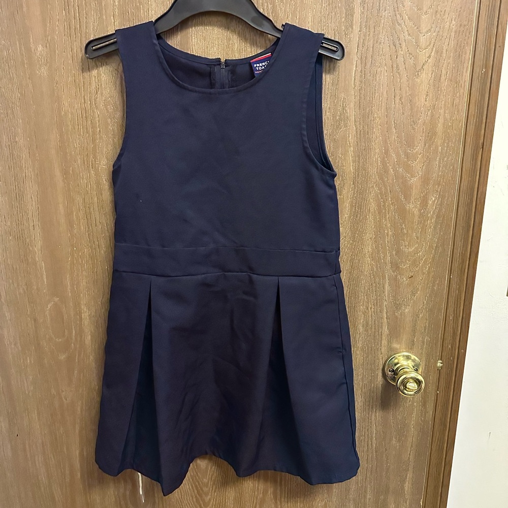 French Toast Navy Blue Sleeveless Kids Dress size 10